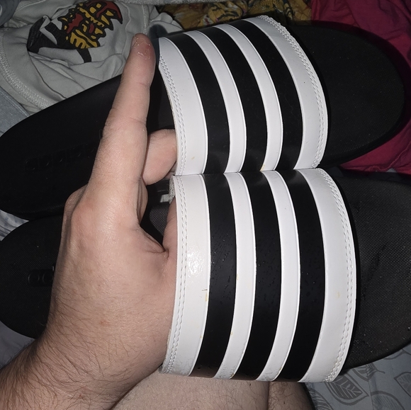 adidas Other - Black and White Striped Slides Adidas